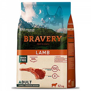 BRAVERY כבש מזון מלא היפואלרגני, ללא דגנים וללא גלוטן 12ק"ג BRAVERY כבש מזון מלא היפואלרגני, ללא דגנים וללא גלוטן 12ק"ג